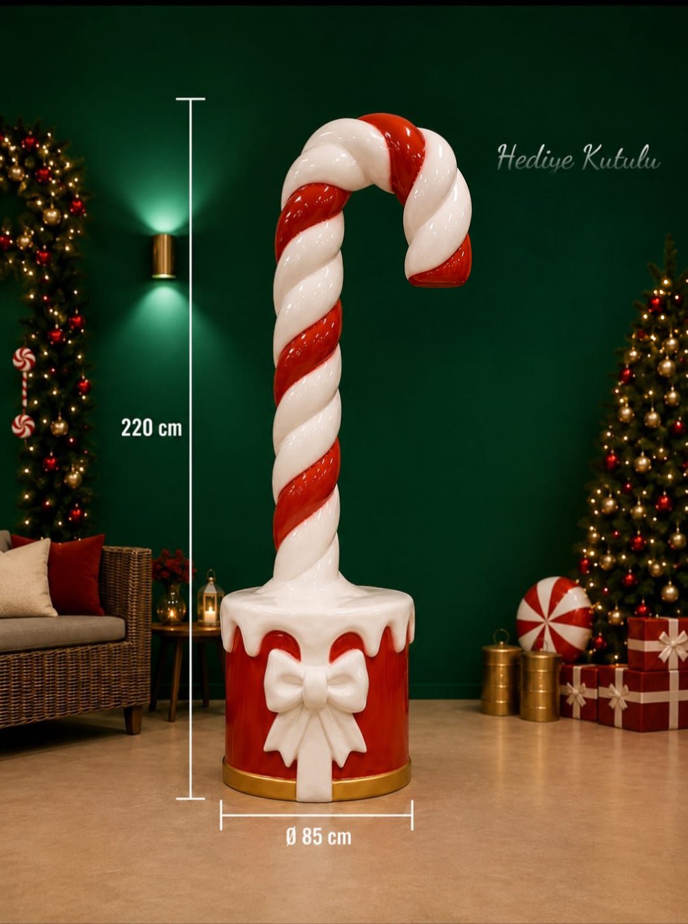 Candy Cane on Gift Box – 220 cm · Ø85 cm