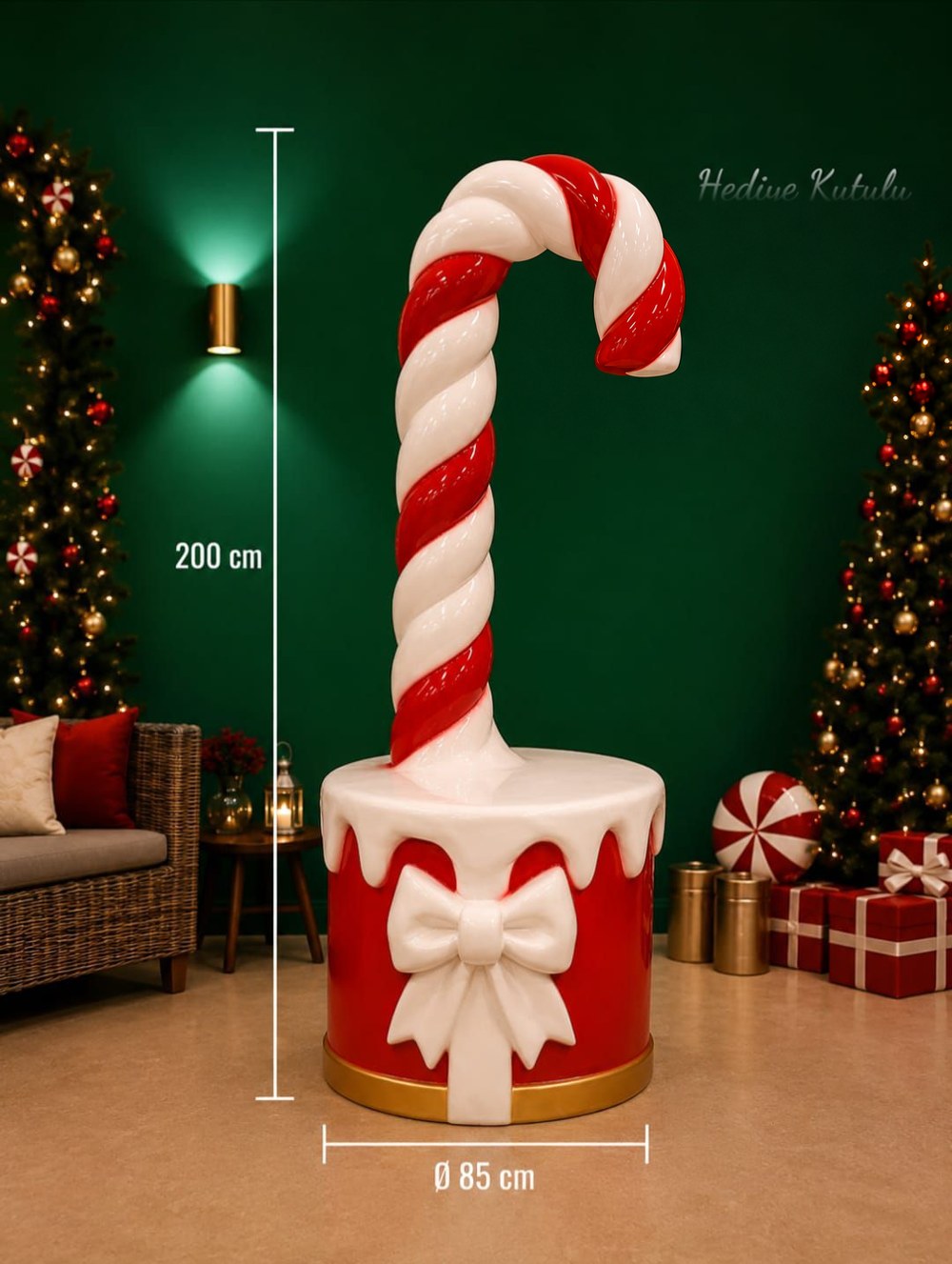 Candy Cane on Gift Box – 200 cm · Ø85 cm