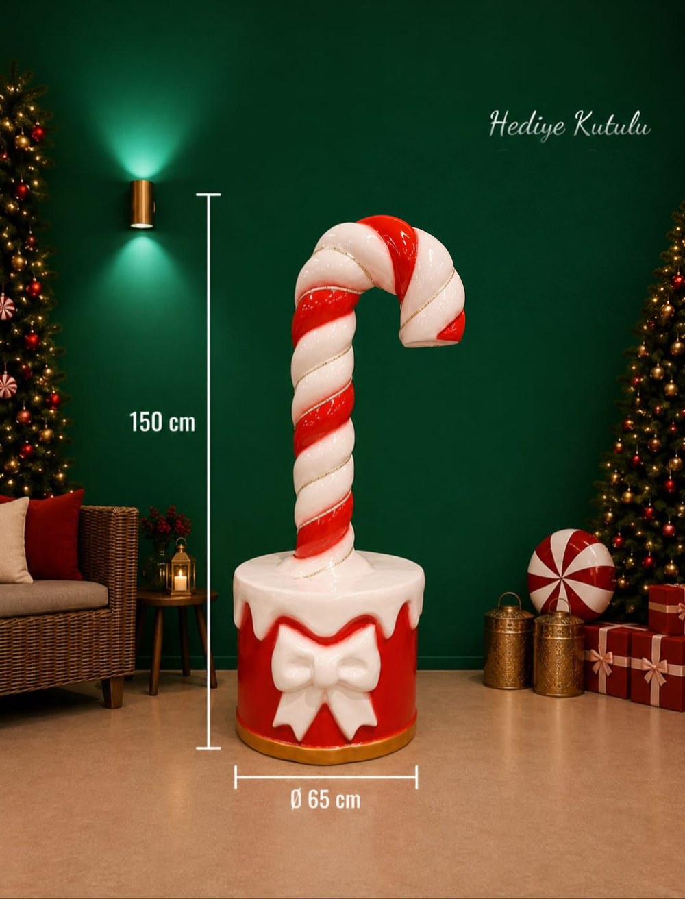 Candy Cane on Gift Box – 150 cm · Ø65 cm