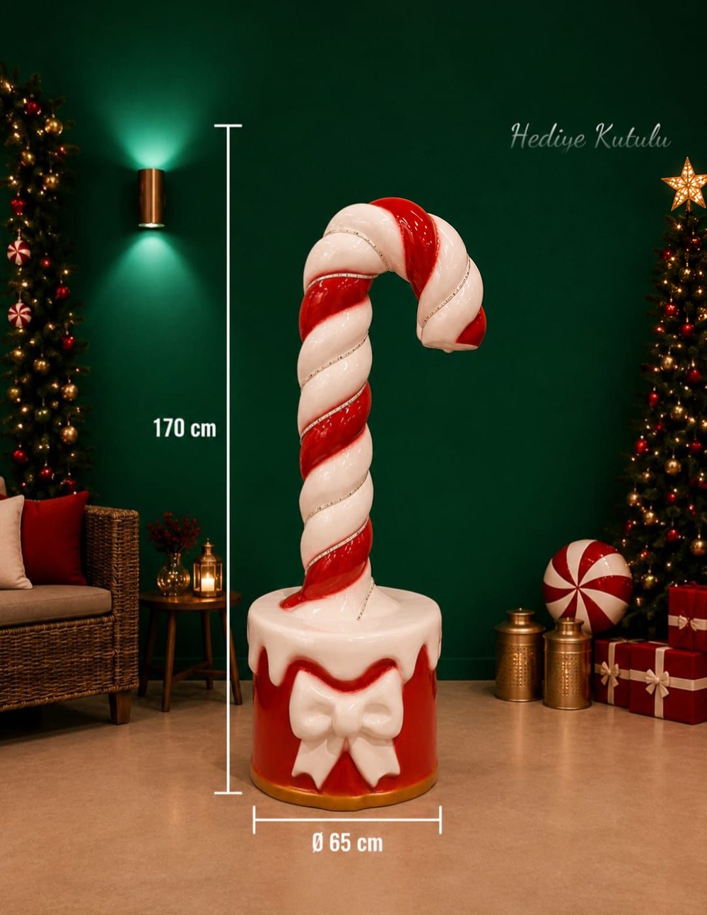 Candy Cane on Gift Box – 170 cm · Ø65 cm
