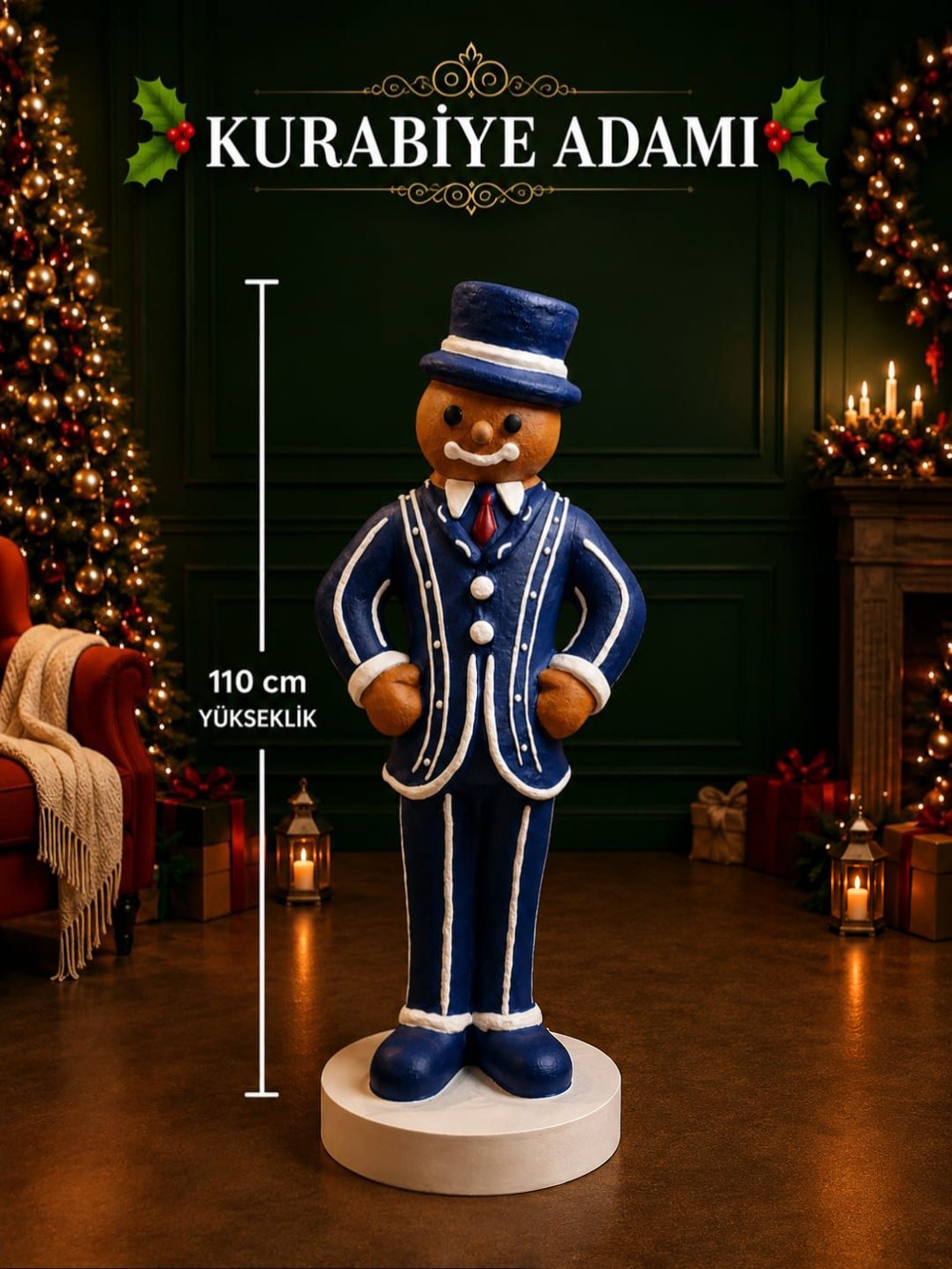 Gingerbread Man – Navy – 110 cm