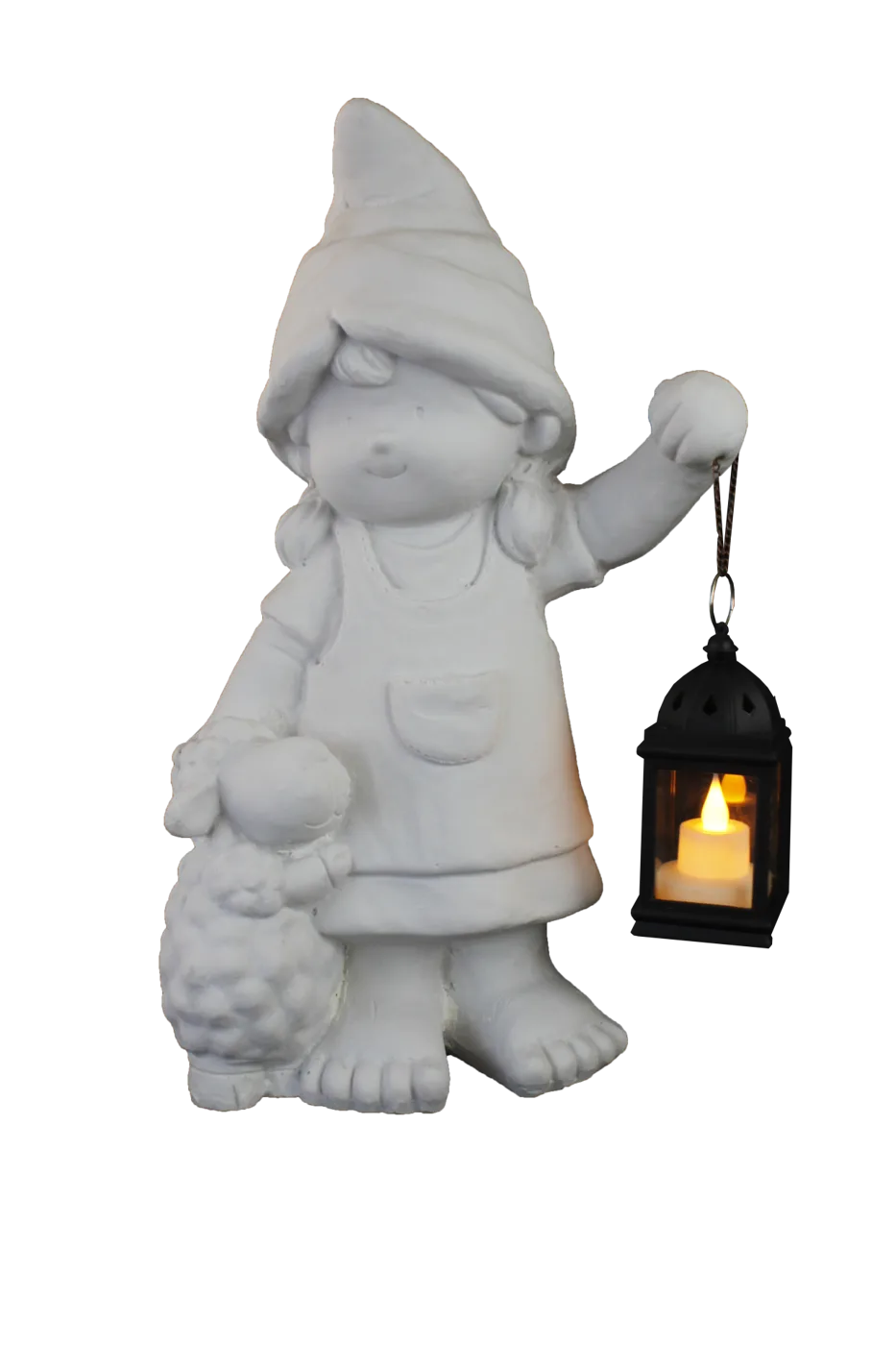Lantern-bearing Gnome Girl — Garden Group — 44x28 cm