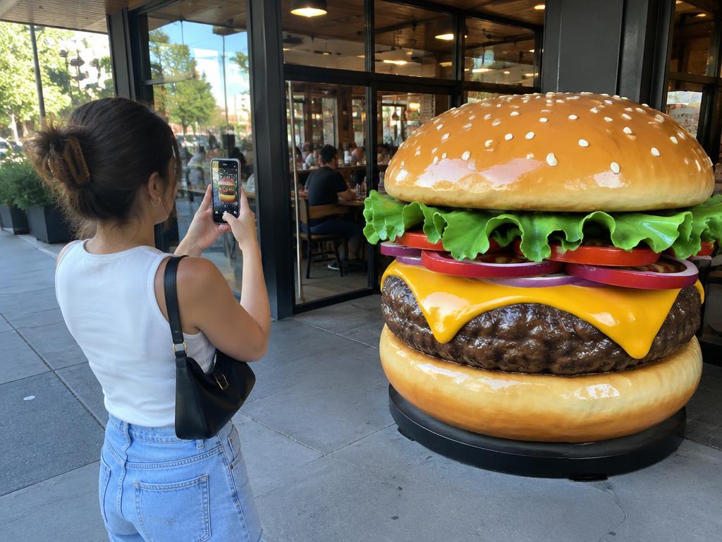 Burger restoranı · Giriş heykeli